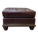 Anondale Ottoman, Espresso Top Grain Leather Match & Cherry Finish Acme