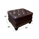 Anondale Ottoman, Espresso Top Grain Leather Match & Cherry Finish Acme