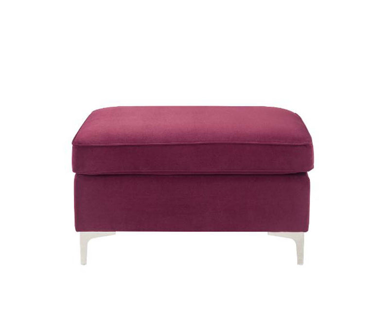 Jaszira Ottoman, Burgundy Velvet Acme