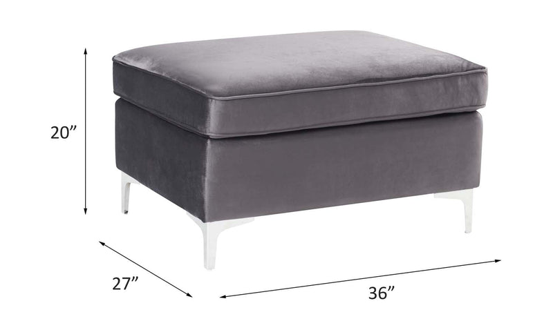 Jaszira Ottoman, Gray Velvet Acme