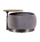 Decapree Ottoman, Antique Slate Top Grain Leather & Gray Velvet Acme