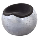 Brancaster Ottoman, Antique Ebony Top Grain Leather & Aluminum Acme