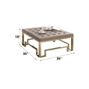 Damien Cocktail Ottoman, Beige Fabric & Champagne Finish Acme