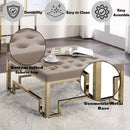 Damien Cocktail Ottoman, Beige Fabric & Champagne Finish Acme