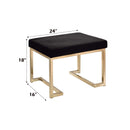 Boice Ottoman, Black Fabric & Champagne Finish Acme