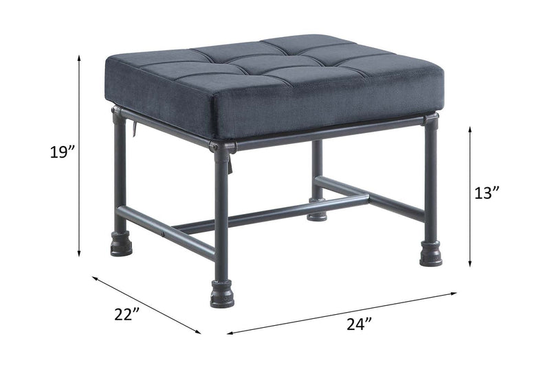 Brantley Ottoman, Gray Velvet & Sandy Gray Finish Acme