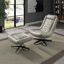 Piran Ottoman, Twilight Top Grain Leather Acme