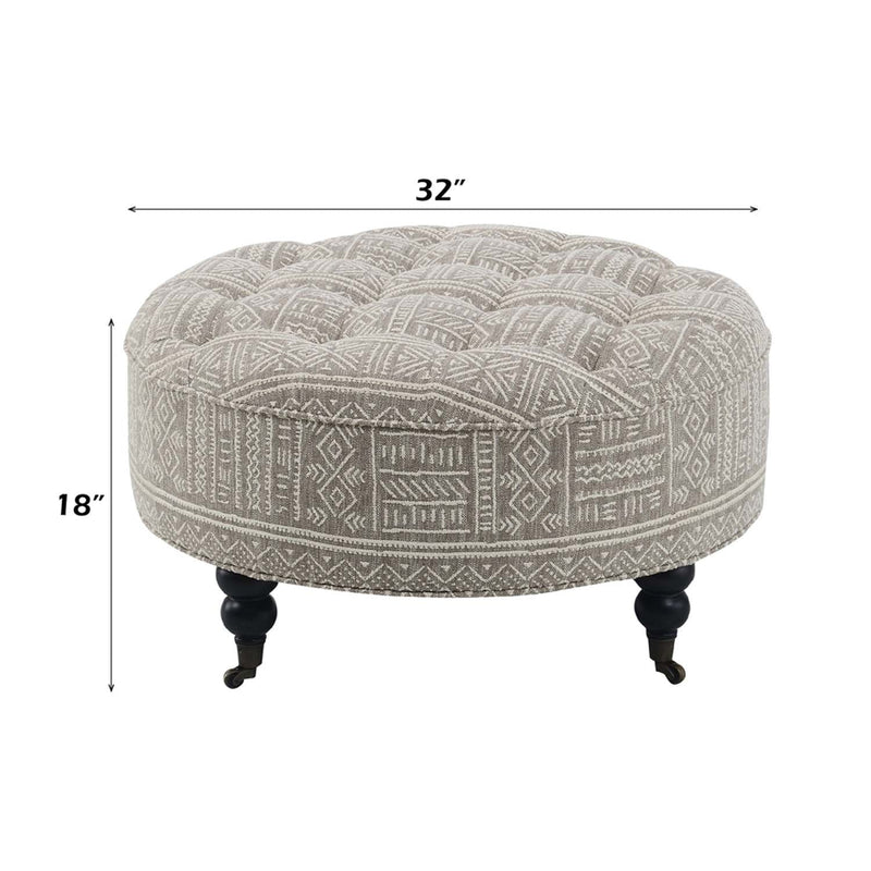 Upendo Ottoman w/Caster, Pattern Fabric Acme