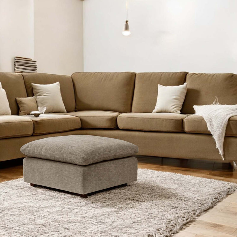 Naveen Ottoman, Beige Linen Acme