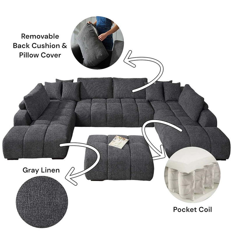 Chosen Ottoman, Gray Chenille Acme