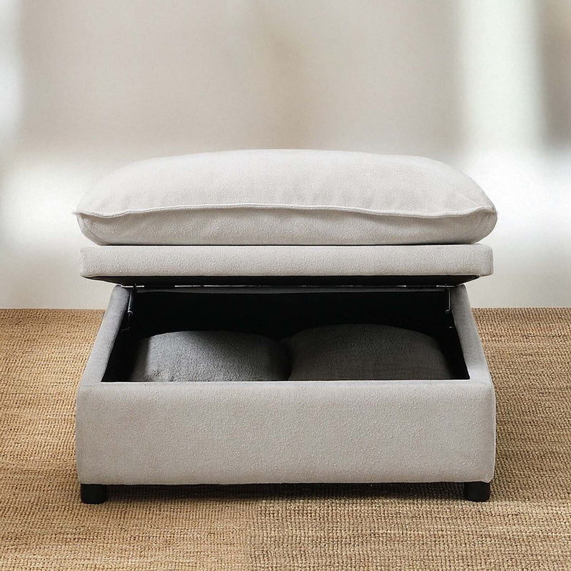 Marisa Ottoman w/Storage, Beige Boucle Acme