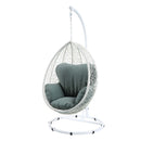 Simona Hanging Chair, Green Fabric & White Wicker Acme