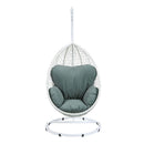 Simona Hanging Chair, Green Fabric & White Wicker Acme