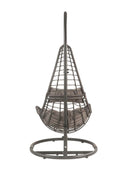 Uzae Hanging Chair, Gray Fabric & Charcoal Wicker Acme