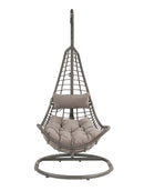 Uzae Hanging Chair, Gray Fabric & Charcoal Wicker Acme
