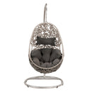 Sigar Hanging Chair, Light Gray Fabric & Wicker Acme