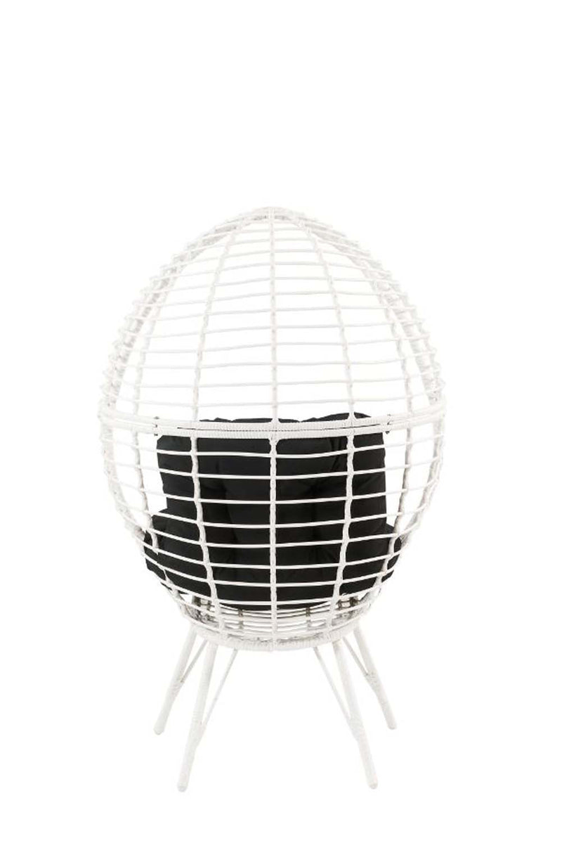 Galzed Patio Lounge Chair, Black Fabric & White Wicker Acme