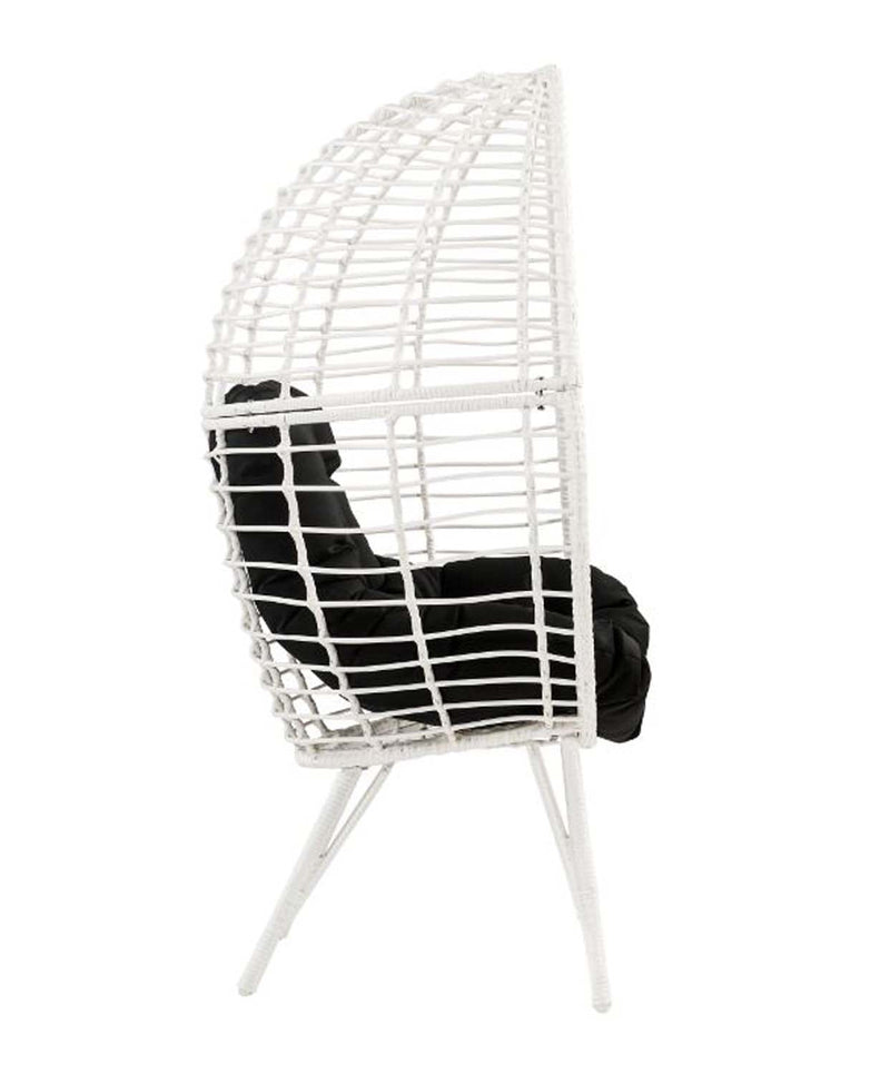 Galzed Patio Lounge Chair, Black Fabric & White Wicker Acme