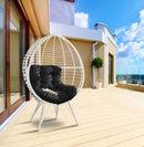 Galzed Patio Lounge Chair, Black Fabric & White Wicker Acme