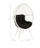 Galzed Patio Lounge Chair, Black Fabric & White Wicker Acme