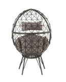 Aeven Patio Lounge Chair, Light Gray Fabric & Black Wicker Acme