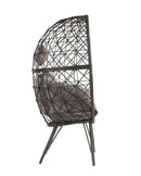 Aeven Patio Lounge Chair, Light Gray Fabric & Black Wicker Acme