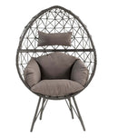 Aeven Patio Lounge Chair, Light Gray Fabric & Black Wicker Acme