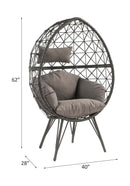 Aeven Patio Lounge Chair, Light Gray Fabric & Black Wicker Acme