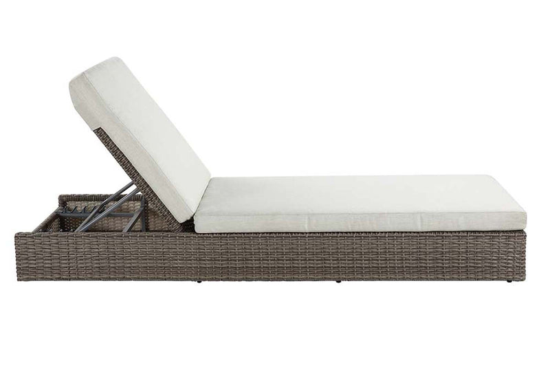 Salena Patio Sun Lounge, Beige Fabric & Gray Finish Acme