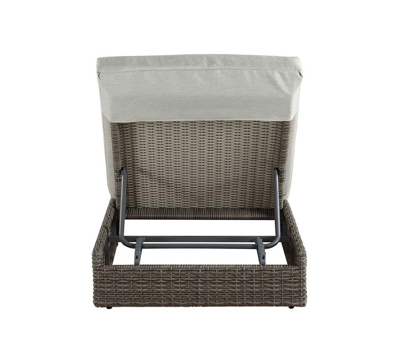 Salena Patio Sun Lounge, Beige Fabric & Gray Finish Acme