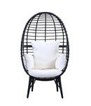 Penelope Patio Lounge Chair, Light Gray Fabric & Black Finish Acme