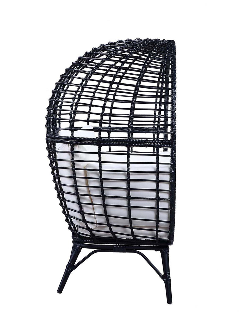 Penelope Patio Lounge Chair, Cream Fabric & Black Finish Acme