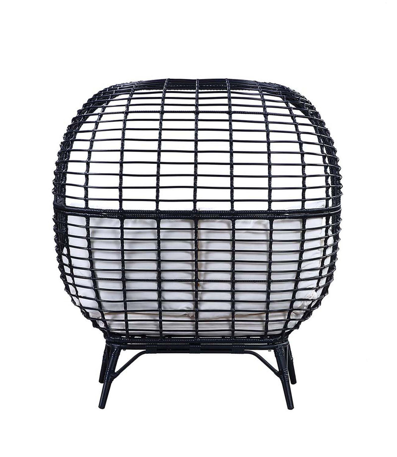 Penelope Patio Lounge Chair, Cream Fabric & Black Finish Acme