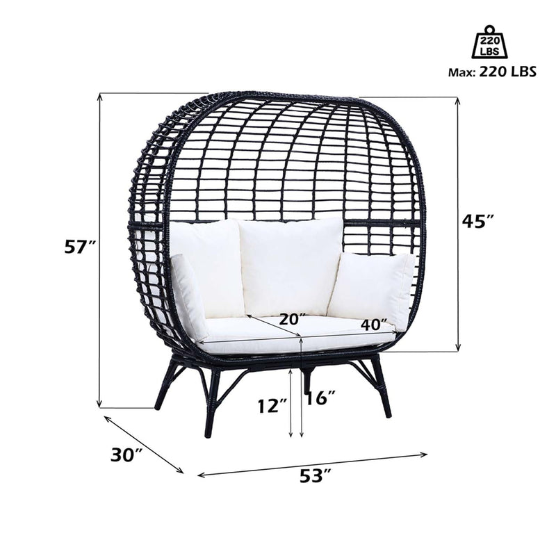 Penelope Patio Lounge Chair, Cream Fabric & Black Finish Acme