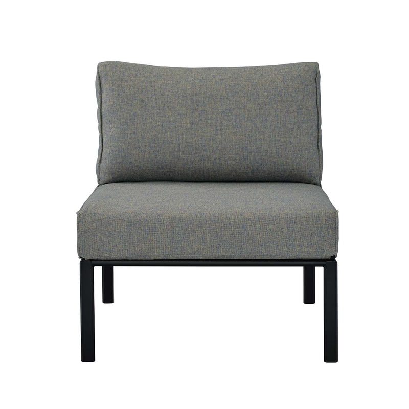 Rajni Patio Armless Chair, Gray Fabric & Black Finish