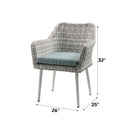 Tashay 3PC Pack Patio Bistro Set, Green Fabric & Beige Wicker Acme