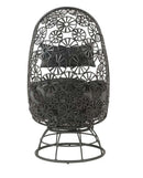 Hikre Patio Lounge Chair & Side Table, Charcoal Fabric & Black Wicker Acme