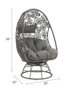 Hikre Patio Lounge Chair & Side Table, Charcoal Fabric & Black Wicker Acme