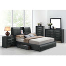 Kofi King Bed w/Storage, Black Faux Leather Acme