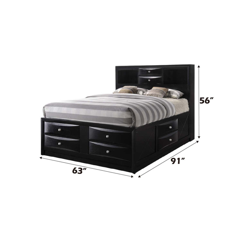 Ireland Queen Bed w/Storage, Black Finish Acme