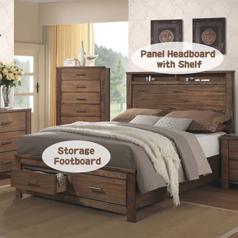 Merrilee King Bed w/Storage, Oak Finish Acme