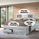 Ireland King Bed w/Storage, White Finish Acme