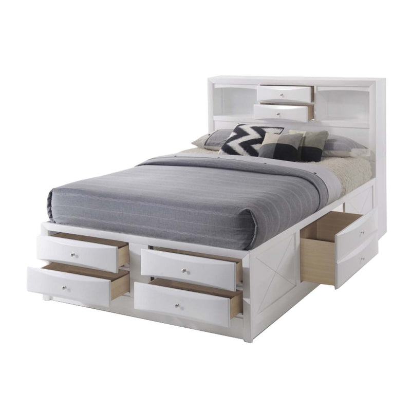 Ireland King Bed w/Storage, White Finish Acme