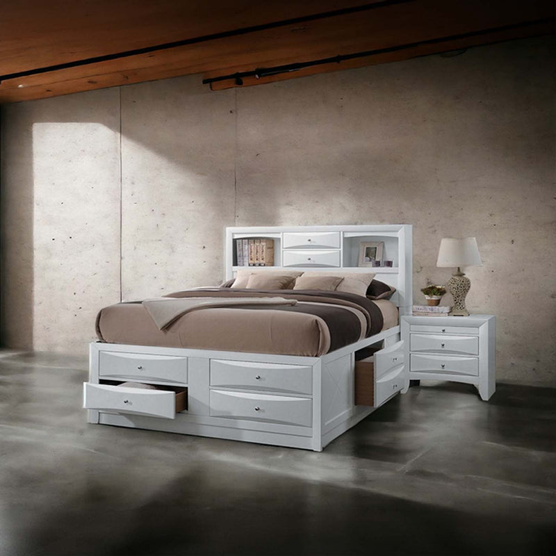 Ireland Queen Bed w/Storage, White Finish Acme