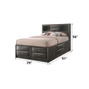 Ireland King Bed w/Storage, Gray Oak Finish Acme