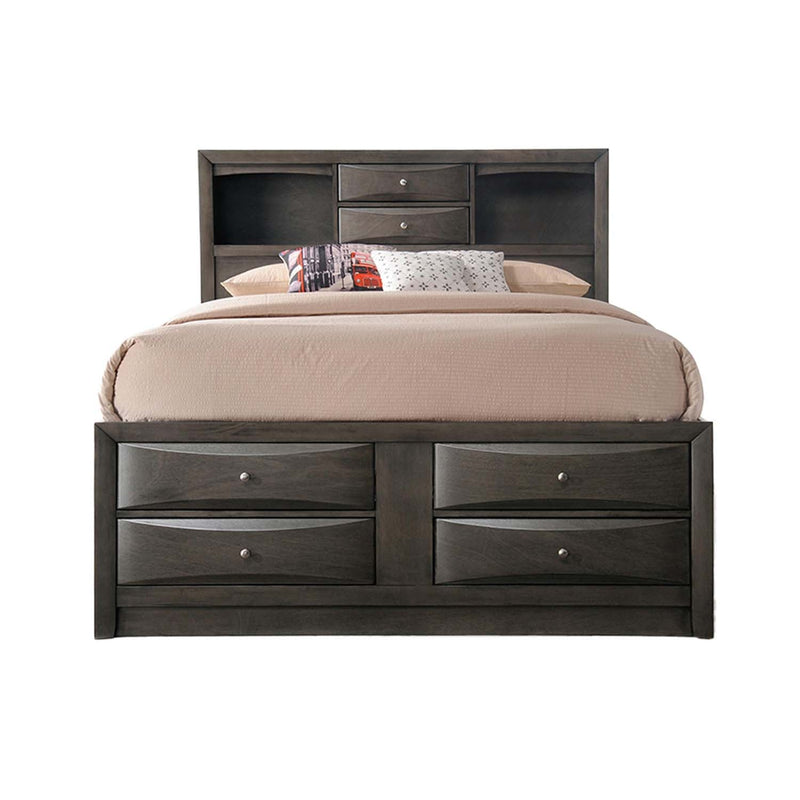 Ireland King Bed w/Storage, Gray Oak Finish Acme