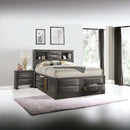 Ireland King Bed w/Storage, Gray Oak Finish Acme