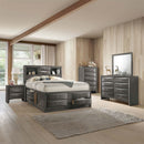 Ireland King Bed w/Storage, Gray Oak Finish Acme