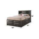 Ireland Queen Bed w/Storage, Gray Oak Finish Acme