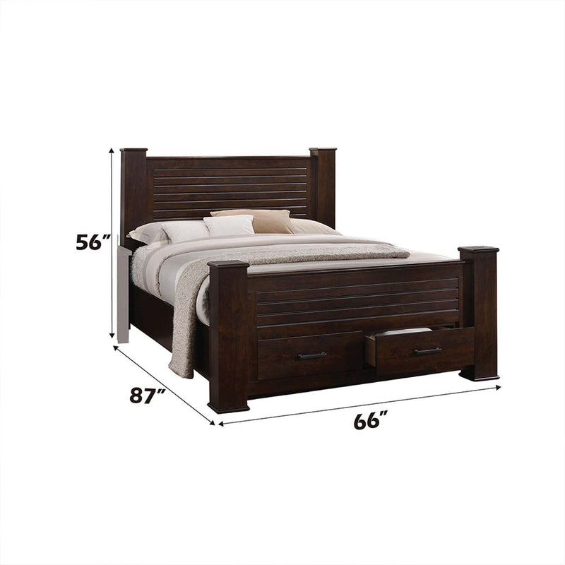 Panang Queen Bed w/Storage, Mahogany Finish Acme